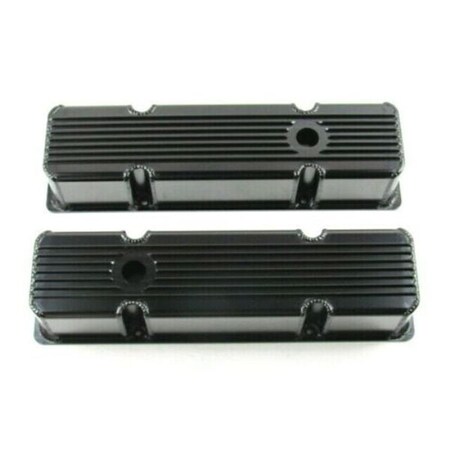 Absurdo Tall Aluminum Finned Valve Cover with Holes for 1958-1987 SBC Fabricated, Black Anodized AB2205632